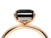 Hidden Halo Engagement Ring Setting for Fancy Black Asscher Cut Center with Thin Rounded Band and Prong Head in Rose Gold