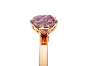 Solitaire Engagement Ring Setting for Fancy Pink Cushion Cut Center with Thin Rounded Plain Band and Prong Head in Rose Gold
