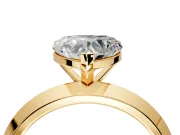 Solitaire Engagement Ring Setting for Heart-Shaped Center with Wide Knife Ridge Band and Prong Head in Yellow Gold