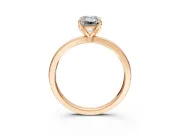 Solitaire Engagement Ring Setting for Emerald Cut Center with Thin Rounded Plain Band and Prong Head in Rose Gold