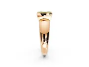 Tension Engagement Ring Setting for Fancy Yellow Emerald Cut Center with Wide Flat Band and Tension Head in Rose Gold