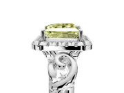 Halo Engagement Ring Setting for Fancy Yellow Princess Cut Center with Open Scroll Shoulders and Prong Head in Platinum