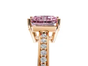 Solitaire Engagement Ring Setting for Fancy Pink Radiant Cut Center with Channel-Set Accent Band and Prong Head in Rose Gold