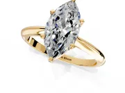 Solitaire Engagement Ring Setting for Marquise Center with Knife Ridge Band and Claw Prong Head in Yellow Gold