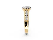 Solitaire Engagement Ring Setting for Oval Center with Cathedral Channel Band and Prong Head in Yellow Gold
