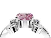 Solitaire Engagement Ring Setting for Fancy Pink Cushion Cut Center with Twisted Band and Scroll Prong Head in Platinum