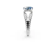 Halo Engagement Ring Setting for Fancy Blue Oval Center with Rope Twist Split Shank and Prong Head in Platinum