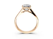 Solitaire Engagement Ring Setting for Princess Cut Center with Cathedral Channel Band and Prong Head in Rose Gold