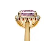 Starburst Halo Engagement Ring Setting for Fancy Pink Princess Cut Center with Thin Round-Wire Band and Prong Head in Yellow Gold