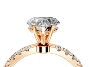 Open Basket Engagement Ring Setting for Heart-Shaped Center with Pave Band and Prong Head in Rose Gold