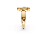 Solitaire Engagement Ring Setting for Marquise Center with Wide Band and Bezel Head in Yellow Gold