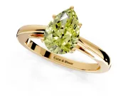 Solitaire Engagement Ring Setting for Fancy Yellow Pear-Shaped Center with Open Cathedral Shoulders and Prong Head in Yellow Gold