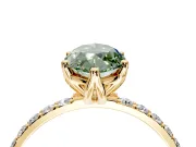 Solitaire Engagement Ring Setting for Fancy Green Marquise Center with Fine Pave Accents and Prong Head in Yellow Gold