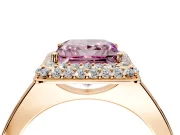 Halo Engagement Ring Setting for Fancy Pink Princess Cut Center with Plain Tapered Band and Prong Head in Rose Gold