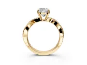 Crossover Engagement Ring Setting for Cushion Cut Center with Pave and Plain Strands and Prong Head in Yellow Gold
