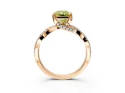 Solitaire Engagement Ring Setting for Fancy Yellow Radiant Cut Center with Narrow Twist Pave Band and Prong Head in Rose Gold