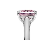 Solitaire Engagement Ring Setting for Fancy Pink Princess Cut Center with Cathedral Band and Prong Head in Platinum