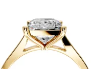 Solitaire Engagement Ring Setting for Princess Cut Center with Tapered Shoulders and Prong Head in Yellow Gold