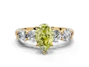 5 Stone Engagement Ring Setting for Fancy Yellow Pear-Shaped Center with Graduated Accents and Prong Head in Yellow Gold