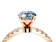 Open Basket Engagement Ring Setting for Fancy Blue Oval Center with Pave Band and Prong Head in Rose Gold