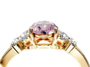 Solitaire Engagement Ring Setting for Fancy Pink Pear-Shaped Center with Marquise Flower Shoulders and Prong Head in Yellow Gold
