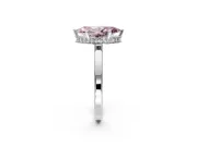 Hidden Halo Engagement Ring Setting for Fancy Pink Marquise Center with Wide Flat Plain Band and Prong Head in Platinum