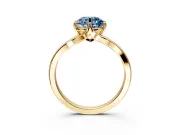 Solitaire Engagement Ring Setting for Fancy Blue Round Cut Center with Plain Split Shank and Prong Head in Yellow Gold
