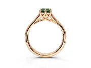 Solitaire Engagement Ring Setting for Fancy Green Emerald Cut Center with Cathedral Band and Prong Head in Rose Gold