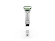Solitaire Engagement Ring Setting for Fancy Green Asscher Cut Center with Princess Cut Channel Band and Prong Head in Sterling Silver