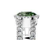 Halo Engagement Ring Setting for Fancy Green Oval Center with Wide-Open Pave Split Shank and Prong Head in Platinum