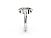 Halo Engagement Ring Setting for Fancy Green Marquise Center with Tapered Plain Band and Prong Head in White Gold