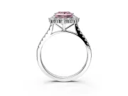 Halo Engagement Ring Setting for Fancy Pink Princess Cut Center with Single-Row Pave, Open Basket and Prong Head in Sterling Silver