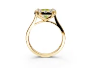 Single Halo Engagement Ring Setting for Fancy Yellow Radiant Cut Center with Corner Claws, Plain Band and Prong Head in Yellow Gold