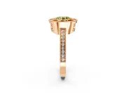 Halo Engagement Ring Setting for Fancy Yellow Round Cut Center with Milgrain Halo, Pave Band and Prong Head in Rose Gold