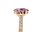 Solitaire Engagement Ring Setting for Fancy Pink Oval Center with Channel Accents and Prong Head in Rose Gold