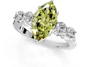 5 Stone Engagement Ring Setting for Fancy Yellow Marquise Center with Equal Close-Set Accents and Prong Head in Sterling Silver