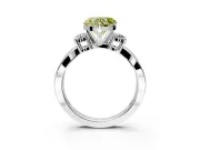 3 Stone Engagement Ring Setting for Fancy Yellow Heart-Shaped Center with Pave Twist Band and Prong Head in Sterling Silver
