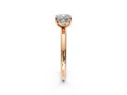 Hidden Halo Engagement Ring Setting for Cushion Cut Center with Thin Round-Wire Band and Prong Head in Rose Gold