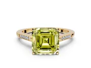 Solitaire Engagement Ring Setting for Fancy Yellow Asscher Cut Center with Channel Accents and Prong Head in Yellow Gold