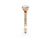Open Basket Engagement Ring Setting for Princess Cut Center with Pave Band and Prong Head in Rose Gold