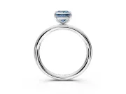 Low-Set Solitaire Engagement Ring Setting for Fancy Blue Princess Cut Center with Thin Plain Band and Prong Head in Platinum