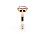 Starburst Halo Engagement Ring Setting for Fancy Pink Radiant Cut Center with Flat Cathedral Band and Prong Head in Rose Gold