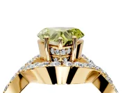 Halo Engagement Ring Setting for Fancy Yellow Heart-Shaped Center with Pave Infinity Twist Band and Prong Head in Yellow Gold