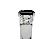 3 Stone Engagement Ring Setting for Fancy Black Asscher Cut Center with Raised Basket Heads and Prong Head in Platinum