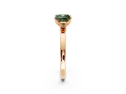 Solitaire Engagement Ring Setting for Fancy Green Cushion Cut Center with Thin Rounded Plain Band and Prong Head in Rose Gold