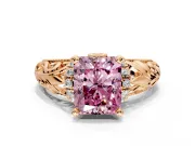 Solitaire Engagement Ring Setting for Fancy Pink Radiant Cut Center with Filigree Accent Basket and Prong Head in Rose Gold