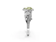 Milgrain Halo Engagement Ring Setting for Fancy Yellow Heart-Shaped Center with Shoulder Bezels and Prong Head in White Gold