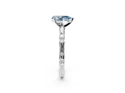 Solitaire Engagement Ring Setting for Fancy Blue Pear-Shaped Center with Bamboo Band and Prong Head in Sterling Silver
