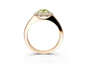 Halo Engagement Ring Setting for Fancy Yellow Oval Center with Plain Tapered Band and Prong Head in Rose Gold