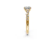 Cluster Engagement Ring Setting for Cushion Cut Center with Round Cut Accent Band and Prong Head in Yellow Gold